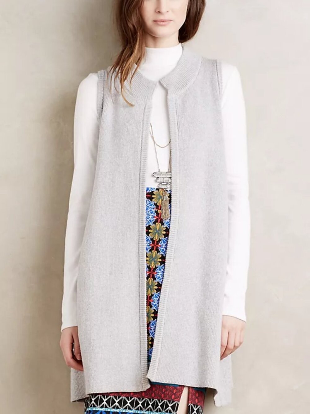 Anthropologie x Moth Dannah Longline Swing Vest in Gray - Size Small